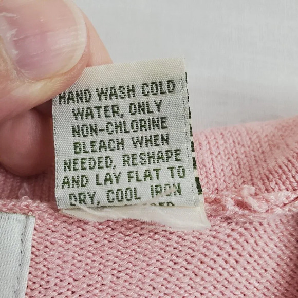 Vintage Orvis Cardigan Women Medium Pink Knit Sweater Sailor Flap Collar Minimal - Picture 5 of 16